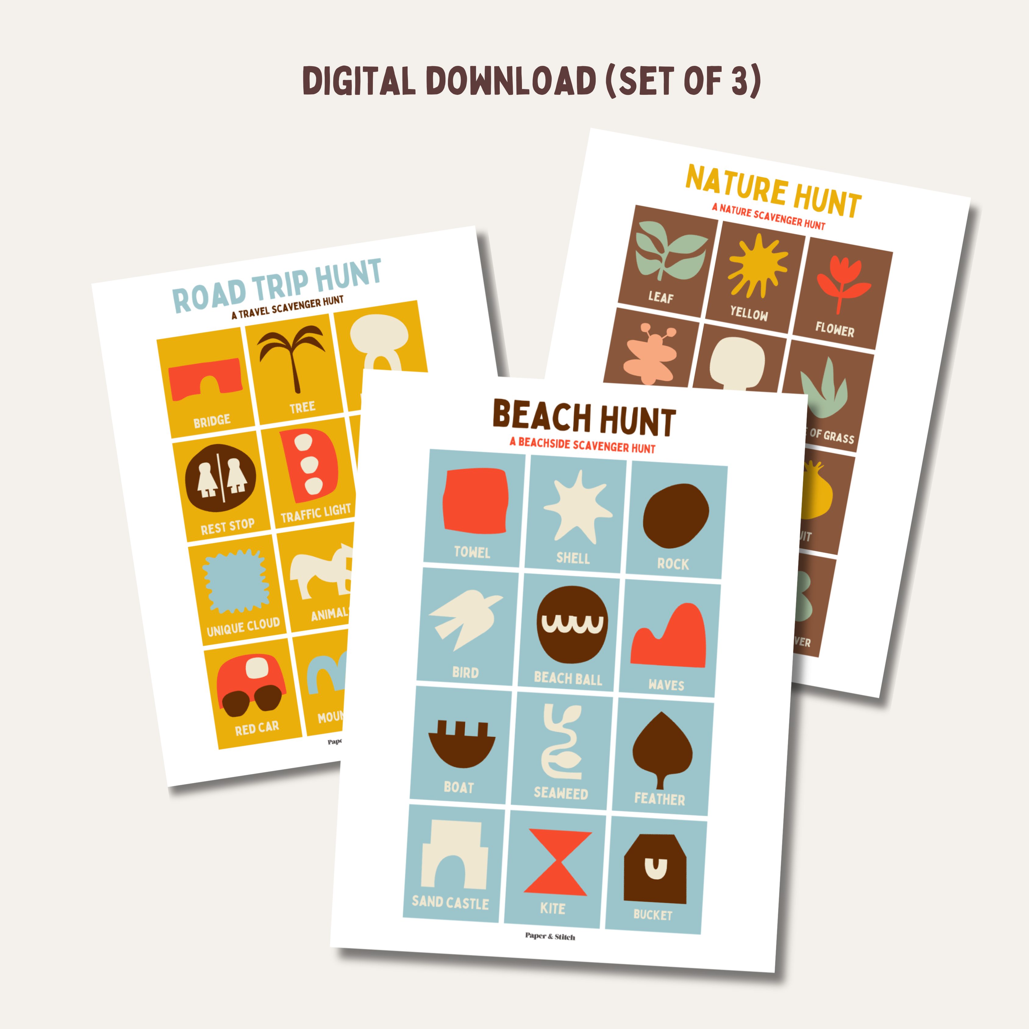 Colorful Scavenger Hunt Printable (Set of 3)